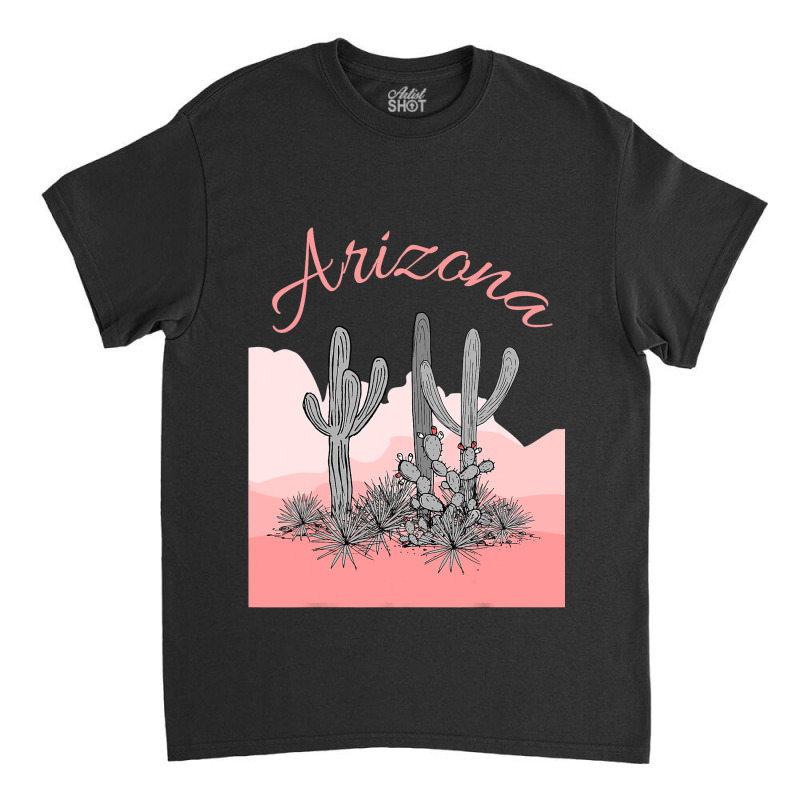 Saguaro Cactus Arizona Desert Scene Coral Pink Classic T-shirt | Artistshot