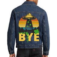 Saint Patricks Funny Bye Alien Abduction Ufo Irish Men Denim Jacket | Artistshot