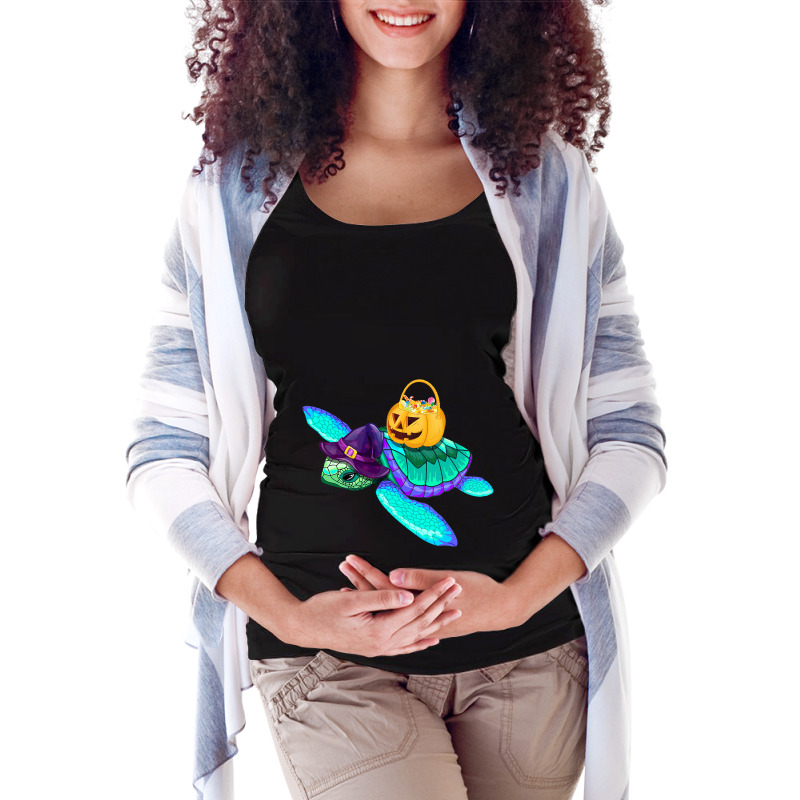 Sea Turtle Halloween Costume Funny Witch Hat Pumpk Maternity Scoop Neck T-shirt by AltheaCorrigan | Artistshot