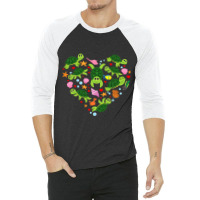 Sea Turtle Heart Valentines Day Cute Boys Girls Ki 3/4 Sleeve Shirt | Artistshot