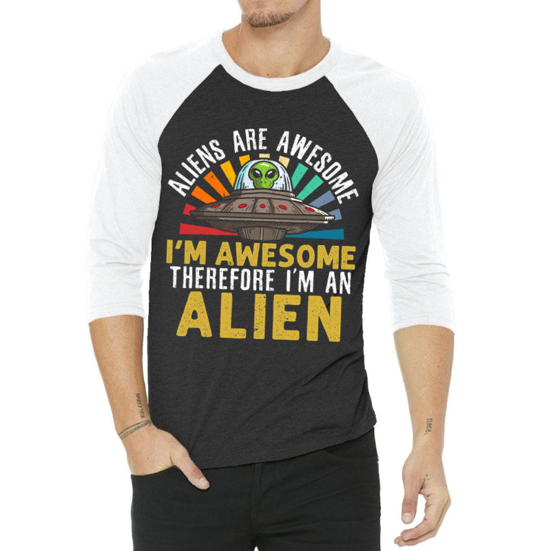 Space Abduction Vintage Ufo Alien Retro 3/4 Sleeve Shirt | Artistshot