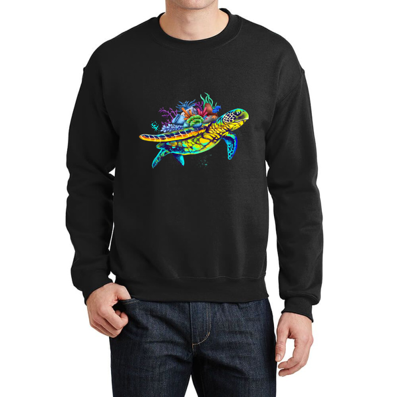 Save The Sea Turtles Funny Environmental Turtle Lo Crewneck Sweatshirt by ChelsieRountree | Artistshot