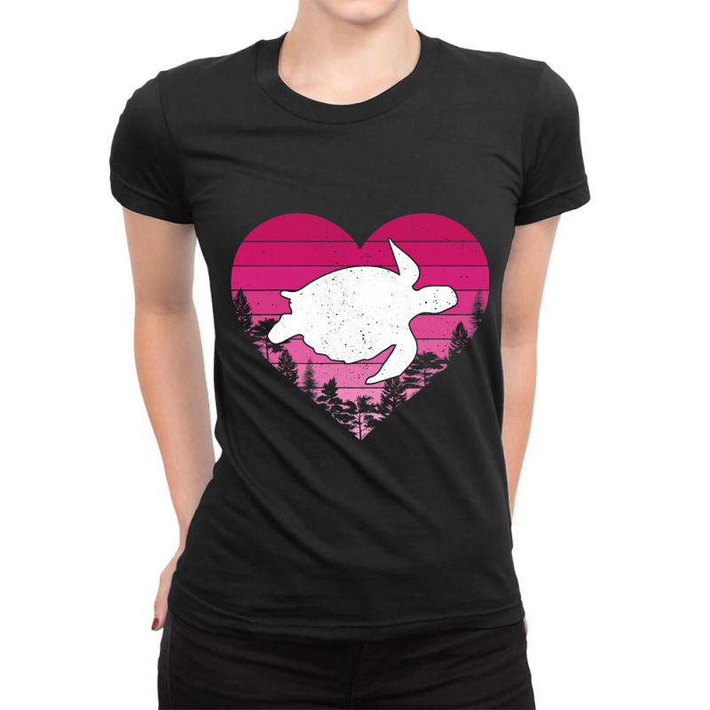 Sea Turtle Lover Retro Vintage Heart Sea Turtle Va Ladies Fitted T-Shirt by BayleyMessnz | Artistshot