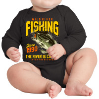 Vector River Fishing T Shirt Graphic Long Sleeve Baby Bodysuit | Artistshot