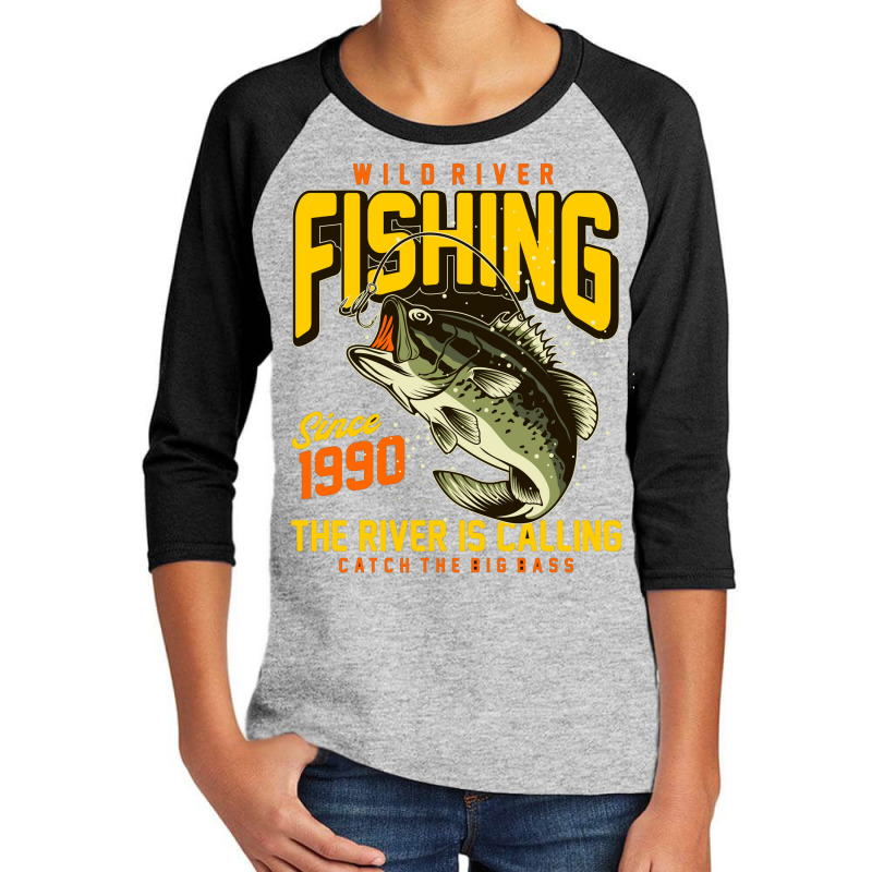 Vector River Fishing T Shirt Graphic Youth 3/4 Sleeve | Artistshot