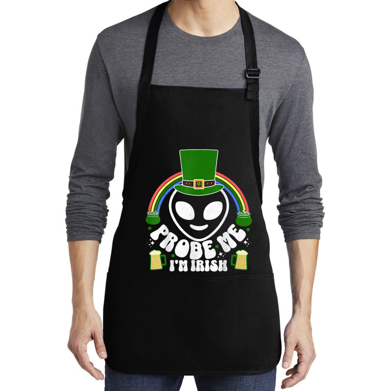 St Paddys Day Im Irish Funny St Patricks Day Alien Medium-length Apron | Artistshot