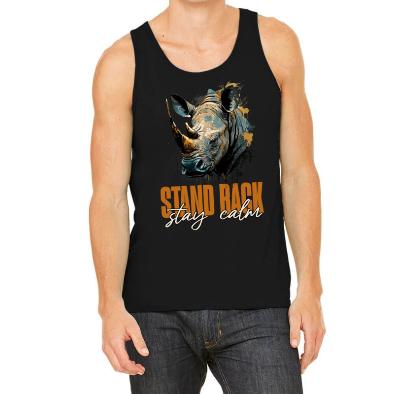 Rhino Face Stand Back Stay Calm Rhinoceros Tank Top | Artistshot