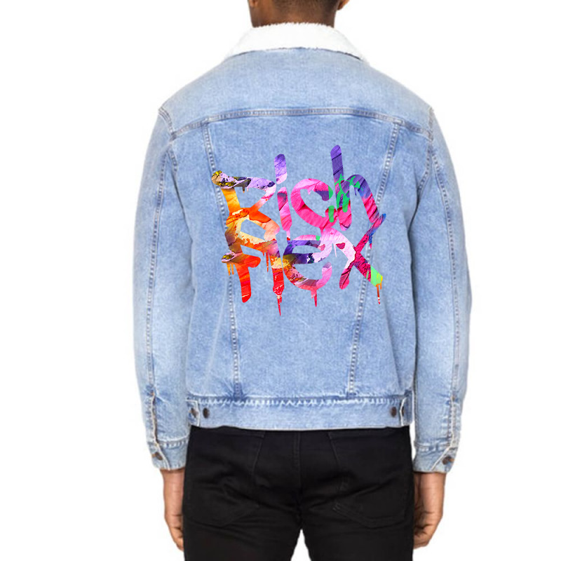 Rich Flex Paint Drip Minimalist Typography Art Unisex Sherpa-lined Denim Jacket | Artistshot