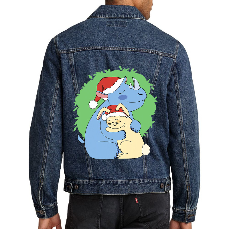 Rhino Hugging Rabbit Design For Men Women And Chil Men Denim Jacket | Artistshot