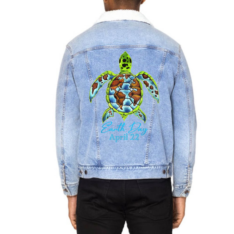 Sea Turtle Planet Funny Love World Environment Ear Unisex Sherpa-lined Denim Jacket | Artistshot