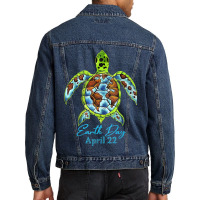 Sea Turtle Planet Funny Love World Environment Ear Men Denim Jacket | Artistshot