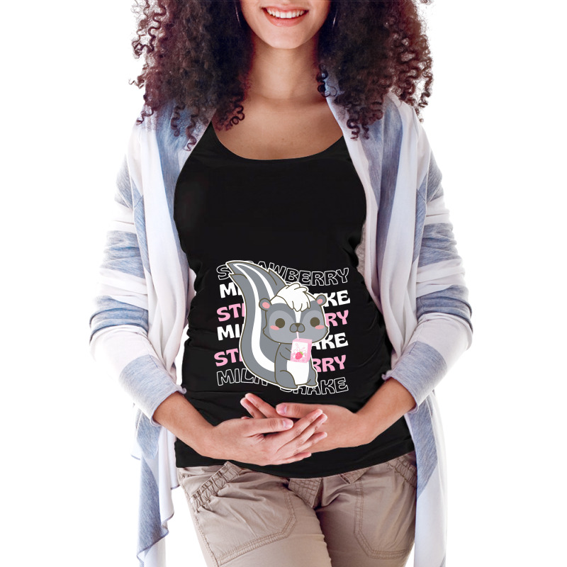 Strawberry Milkshake Cute Kawaii Skunk Anime Japan Maternity Scoop Neck T-shirt by AamiraMelon | Artistshot