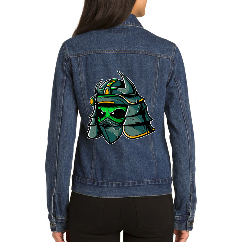 Samurai Alien Warrior Samurai Lovers Japan Funny A Ladies Denim Jacket by TevitJanik | Artistshot