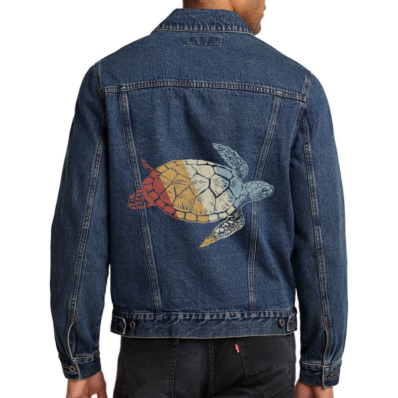 Sea Turtle Retro Style Vintage 5 5 Men Denim Jacket by CalliopEasley | Artistshot