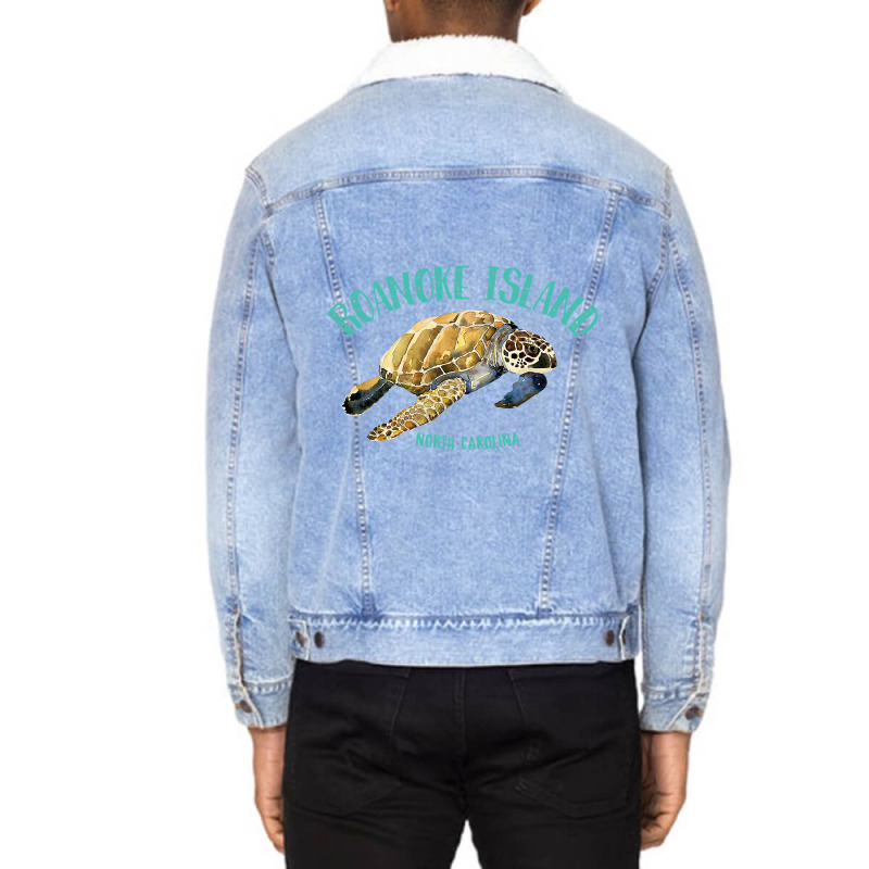 Roanoke Island North Carolina Sea Turtle Design Unisex Sherpa-lined Denim Jacket | Artistshot