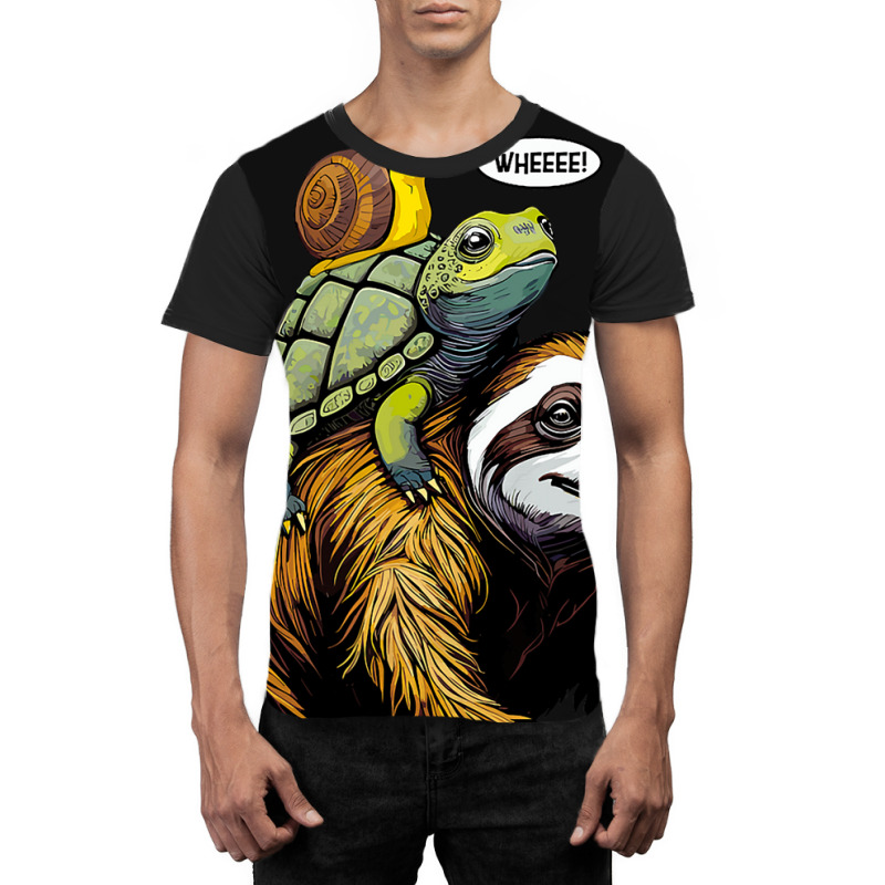 Sloth Turtle Snail Piggyback Slow Animal Speed Rac Graphic T-shirt by RenaHetrick | Artistshot