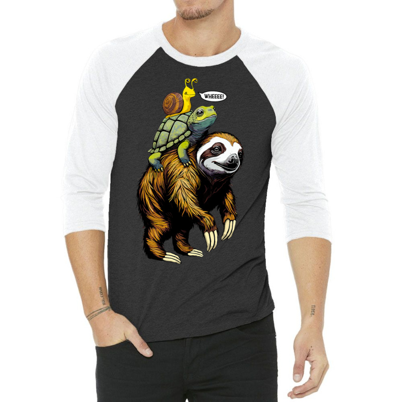 Sloth Turtle Snail Piggyback Slow Animal Speed Rac 3/4 Sleeve Shirt by RenaHetrick | Artistshot