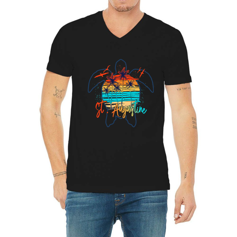 Sea Turtle St . Augustine Florida 2beach Summer Va V-Neck Tee by JOSEPHADAMS | Artistshot