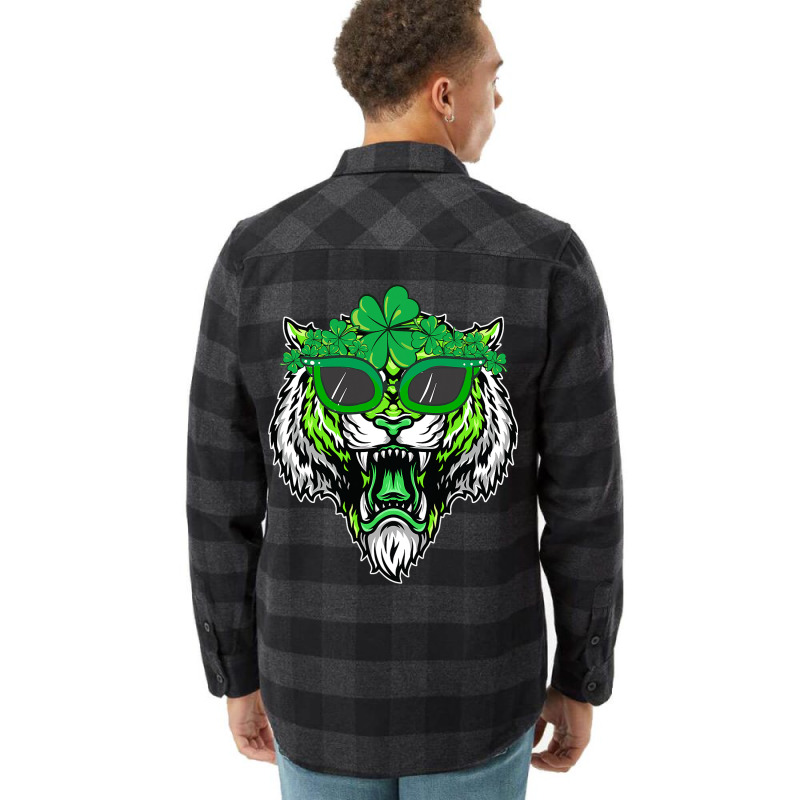 St. Patricks Day Tiger Cute Face Sunglasses Shamro Flannel Shirt | Artistshot