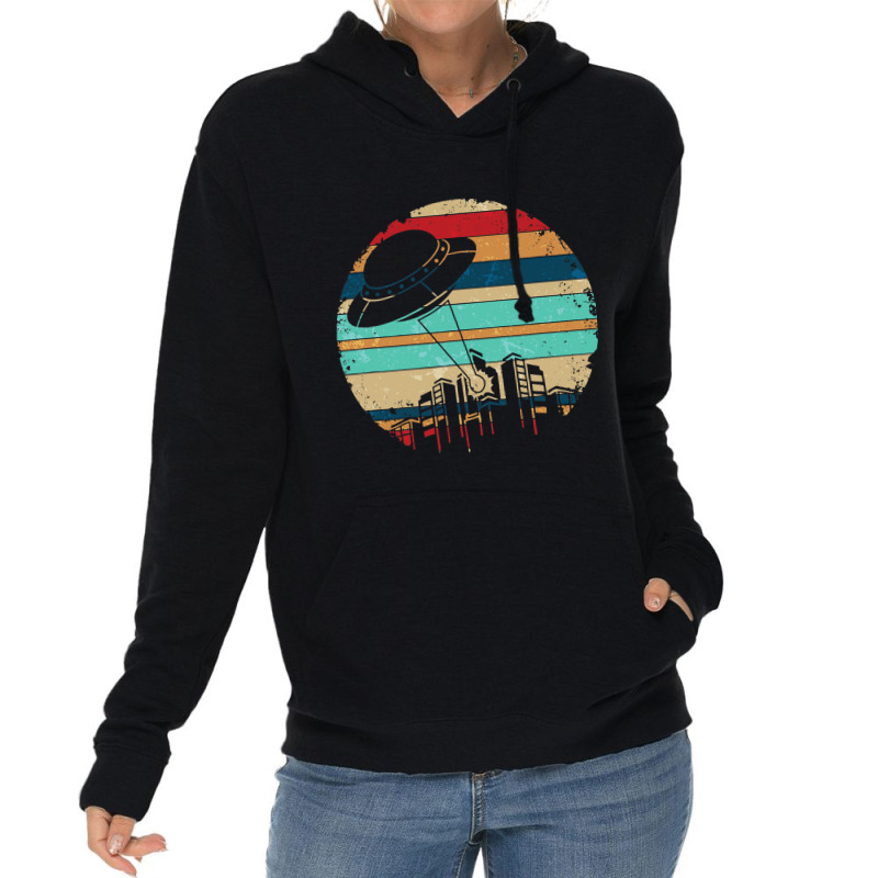 Retro Unidentified Flying Object Alien Ufo Lightweight Hoodie | Artistshot