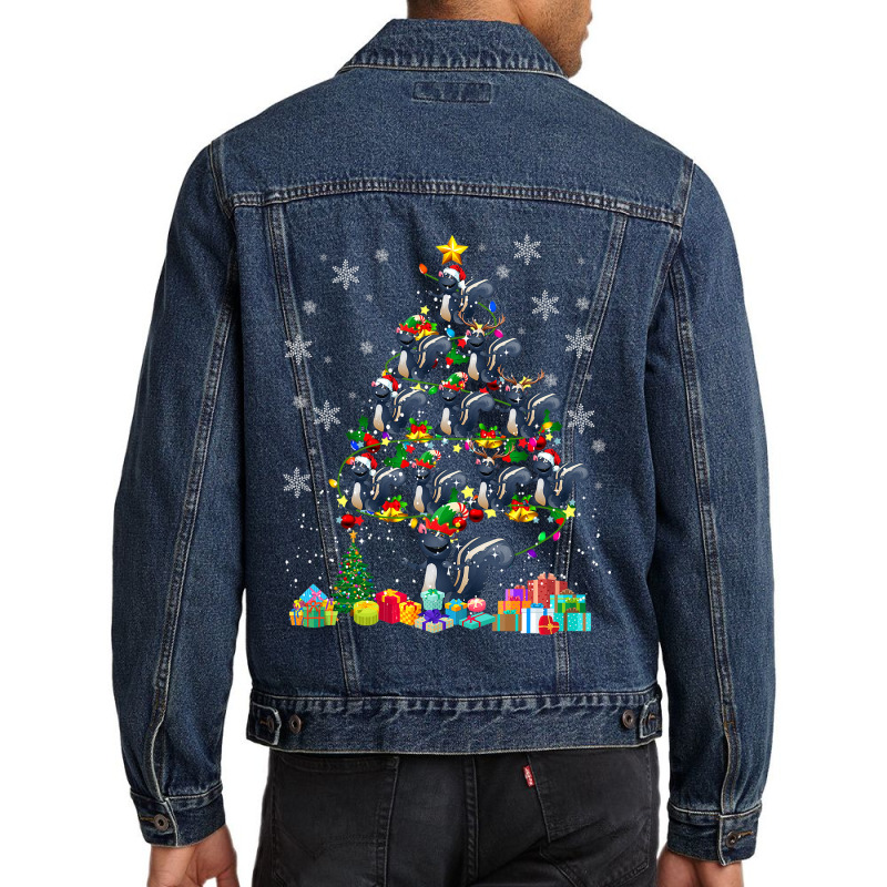 Santa Elf Reindeer Skunk Xmas Tree Light Skunk Men Denim Jacket | Artistshot