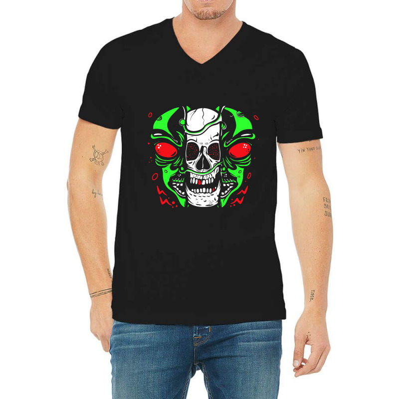 Skeleton Alien Lazy Halloween Costume Cool Skull B V-neck Tee | Artistshot