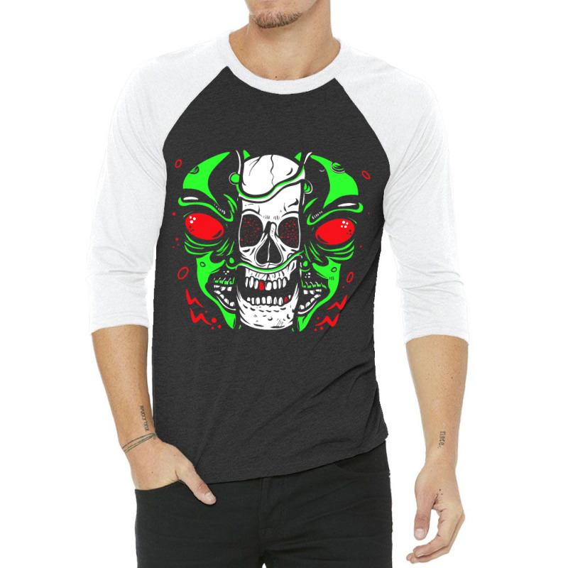 Skeleton Alien Lazy Halloween Costume Cool Skull B 3/4 Sleeve Shirt | Artistshot