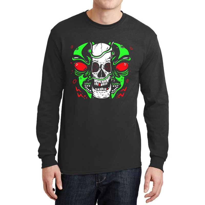 Skeleton Alien Lazy Halloween Costume Cool Skull B Long Sleeve Shirts | Artistshot