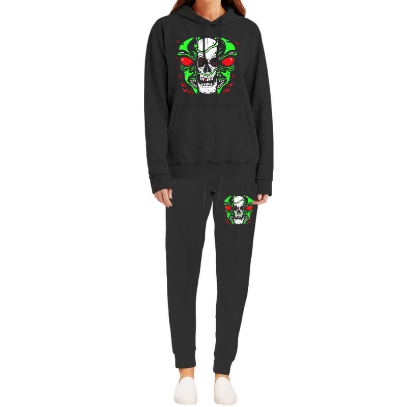 Skeleton Alien Lazy Halloween Costume Cool Skull B Hoodie & Jogger Set | Artistshot