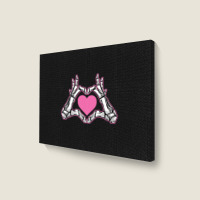 Skeleton Hand Fan Heart Bones Costume Funny Hallow Landscape Canvas Print | Artistshot