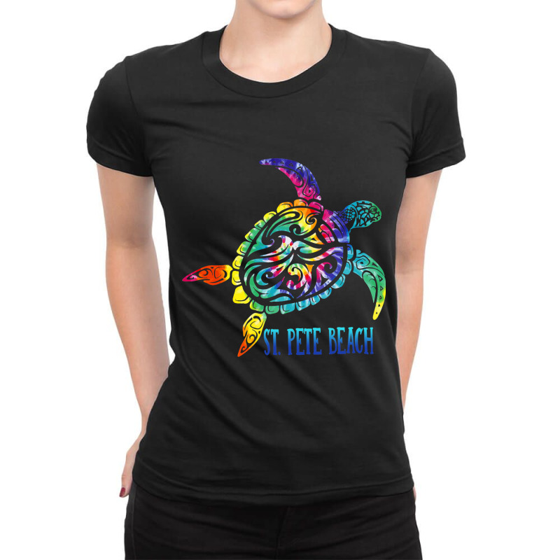 St. Pete Beach Florida Tie Dye Sea Turtle Summer V Ladies Fitted T-Shirt by RILEYALLEN | Artistshot