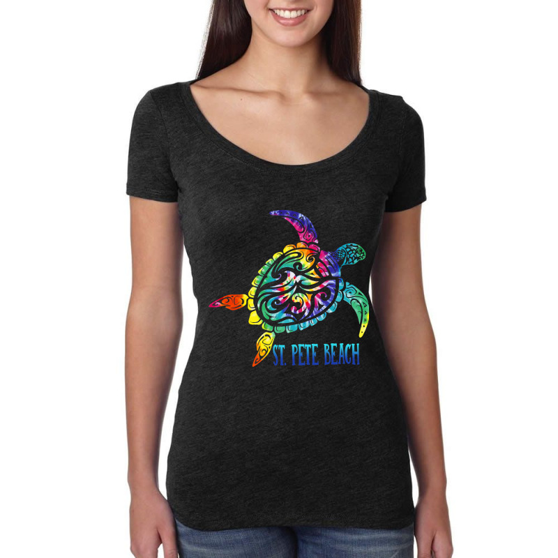 St. Pete Beach Florida Tie Dye Sea Turtle Summer V Women's Triblend Scoop T-shirt by RILEYALLEN | Artistshot