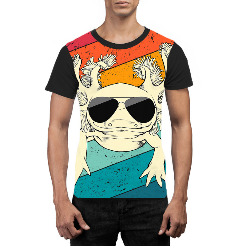 Retro Vintage Axolotl With Sunglasses Animal Lover Graphic T-shirt | Artistshot