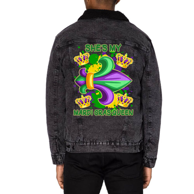 Shes My Mardi Gras Queen Paint Splatter Couples Ma Unisex Sherpa-lined Denim Jacket | Artistshot