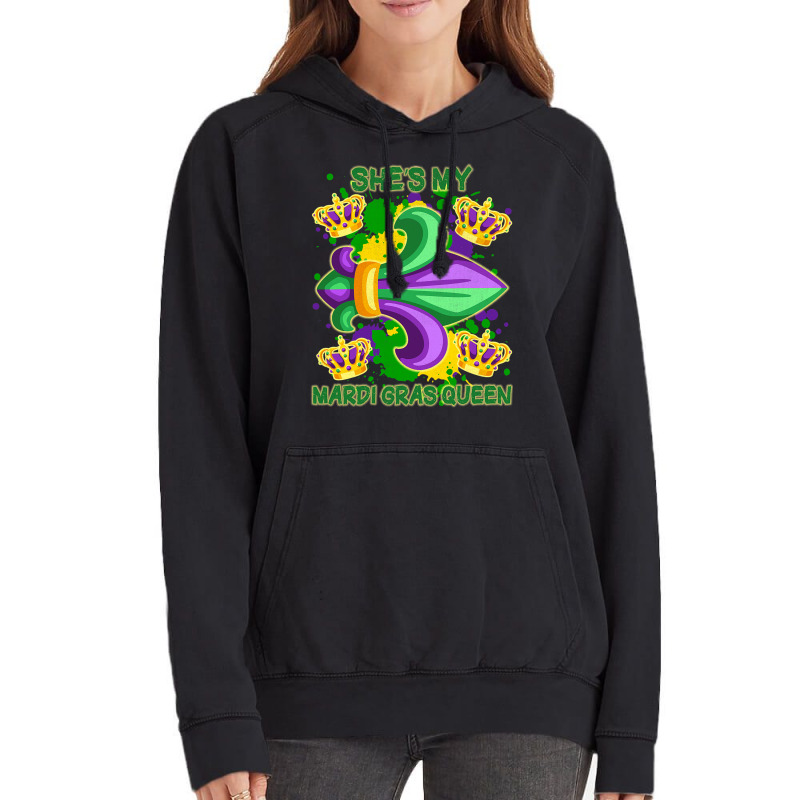 Shes My Mardi Gras Queen Paint Splatter Couples Ma Vintage Hoodie | Artistshot