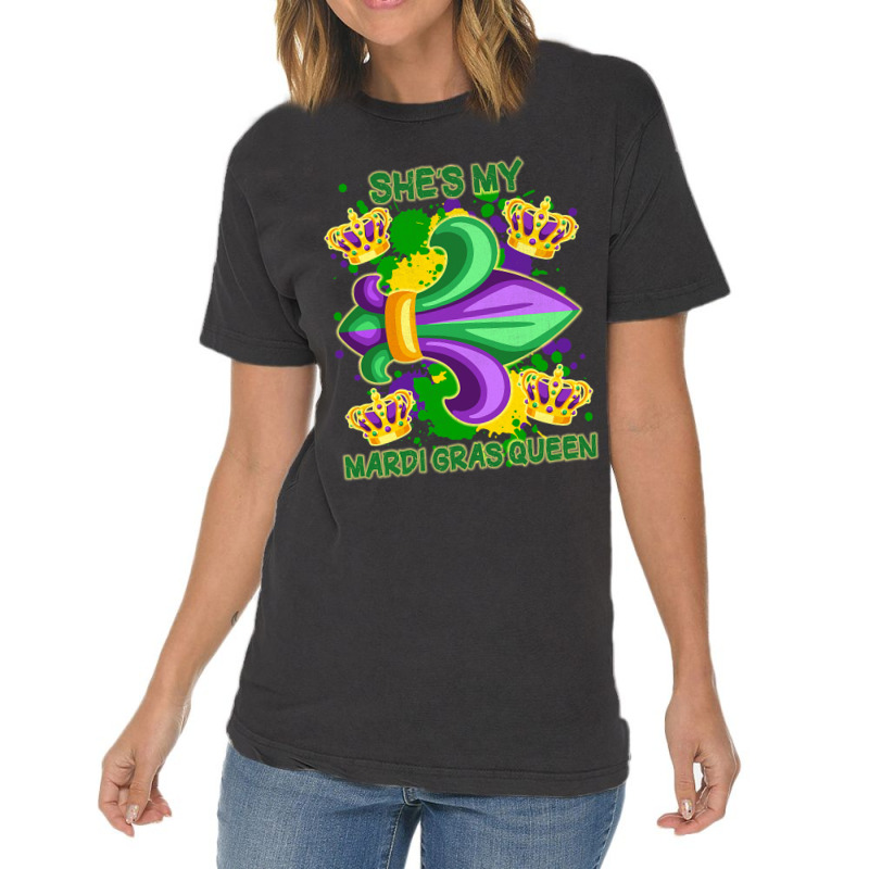 Shes My Mardi Gras Queen Paint Splatter Couples Ma Vintage T-shirt | Artistshot