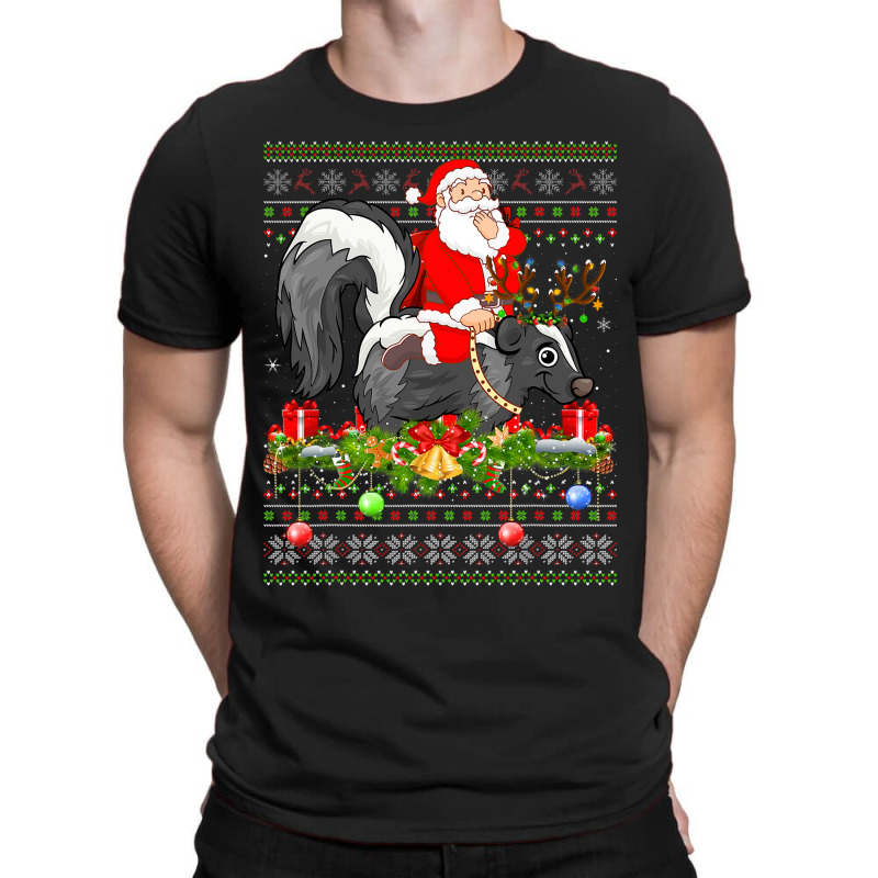 Skunk Lover Ugly Santa Riding Skunk Christmas T-shirt | Artistshot