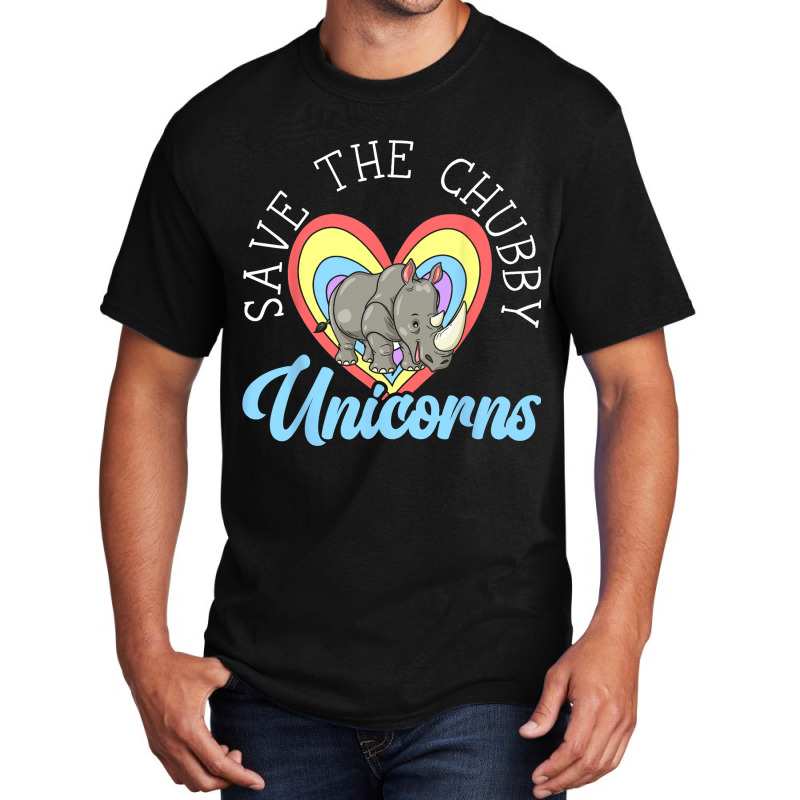 Save The Chubby Unicorns Rhinocerus Wildlife Anima Basic T-shirt | Artistshot