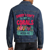 Sorry I Cant Corals Need Me Funny Acropora Stag Co Men Denim Jacket | Artistshot