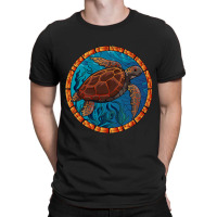 Stained Glass Art Sea Turtle Colorful Glasswork De T-shirt | Artistshot