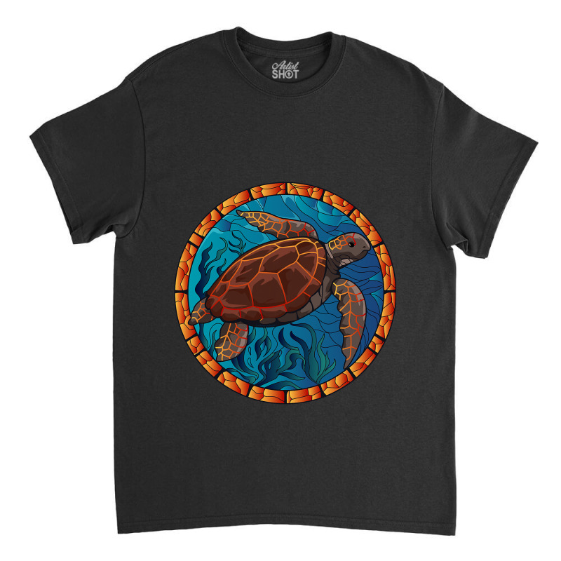 Stained Glass Art Sea Turtle Colorful Glasswork De Classic T-shirt | Artistshot