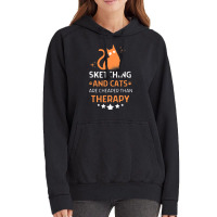 Sketching And Cats Are Cheaper Than A Therapy Men  Vintage Hoodie | Artistshot