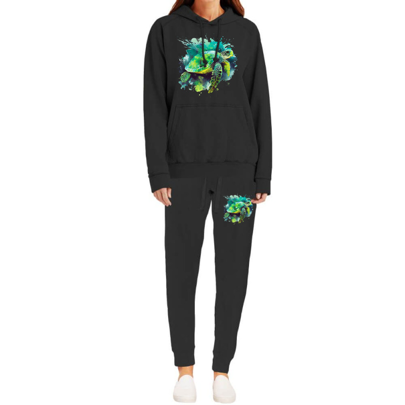 Sea Turtle Watercolor Art Shirt Pop Art Turtle Tee Hoodie & Jogger set by Vibrantora | Artistshot