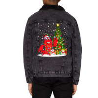 Santa Lobster Fish Xmas Tree Lighting Lobster Chri Unisex Sherpa-lined Denim Jacket | Artistshot