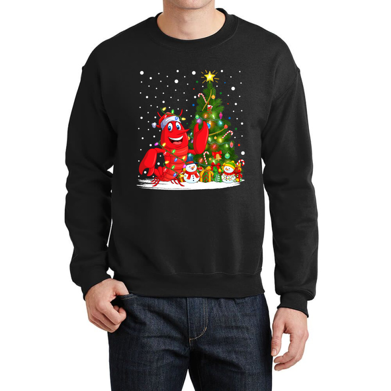 Santa Lobster Fish Xmas Tree Lighting Lobster Chri Crewneck Sweatshirt | Artistshot