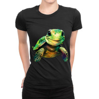 Sea Turtle Watercolor Art Shirt Sea Turtle Lovers Ladies Fitted T-shirt | Artistshot