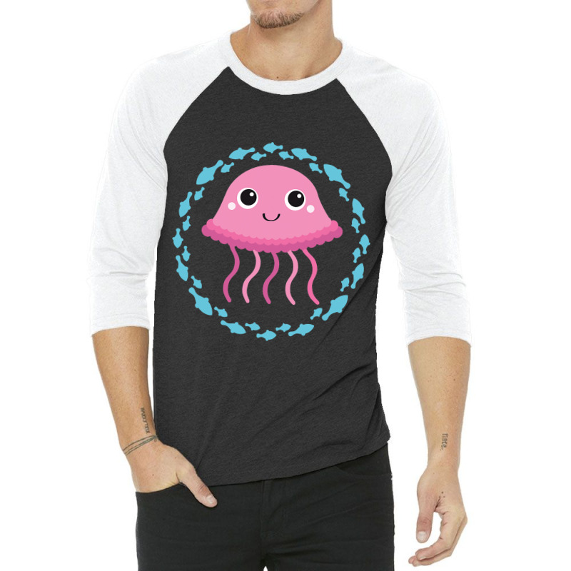 Small Cute Jellyfish In Fish Circle 3/4 Sleeve Shirt | Artistshot