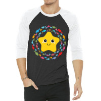 Small Friendly Starfish In Colourful Fish Circle 3/4 Sleeve Shirt | Artistshot