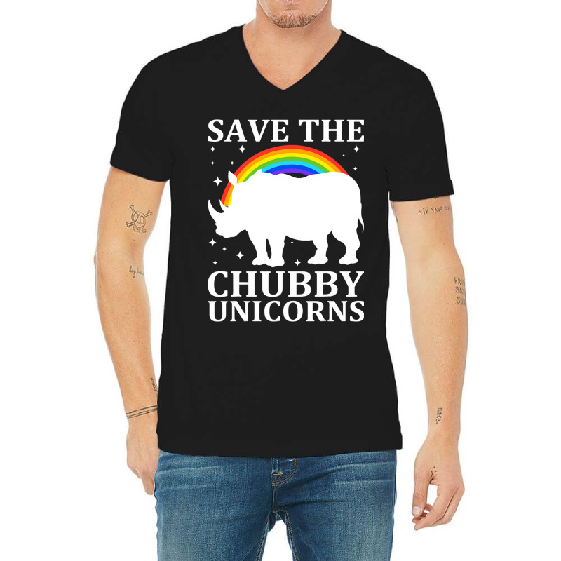 Save The Chubby Unicorns Vintage Funny Rhino Anima V-neck Tee | Artistshot