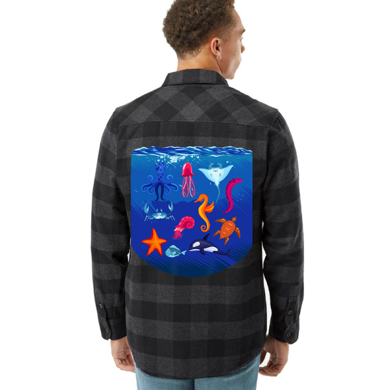 Sea Animals Ocean Life Creatures Lover For Kids Ch Flannel Shirt | Artistshot